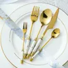 Set di stoviglie da 5 pezzi posate set di posate cucchiaio forchetta con impugnatura in ceramica per carrello in oro leggero cucina in acciaio inossidabile cucina in acciaio inossidabile