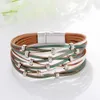 Andra armband Wybu Multilayer Leather Armband för kvinnor Magnet Clasp Charm flätade breda wrap -armband armband kvinnlig bohemisk stil smycken240415