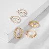 New Drop Oil Butterfly Flower 5-piece Instagram Love Joint Ring Set