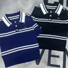 Designer d'été tricotent les femmes baisser le collier de couleur Bloc Stripe Logo Logo broderie polo sml