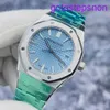 Highend AP Armwache Royal Oak Serie 15550st Ice Blue Plate Precision Stahl Automatische Mechanik Womens Watch 37mm