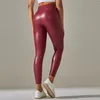 Aktywne spodnie Kobiety Czarna skóra PU Sexy Leggings Spodnie grube rozciąganie Pantalon zużycie siłowni