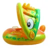 Inflatable Swimming Ring with Sun Shade Cartoon Animals Float Boat PVC Floating Baby Swim Circle Pool Accessories for Kids 240411