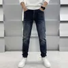 Men's Jeans designer Autumn/Winter New Jeans Fashion Brand Small Straight Foot Elastic Wash High end Light Luxury Men's Plush Plus