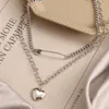 Love Pendant Necklace for Women's Instagram Minimalist Temperament, Double-layer Layered Collarbone Chain, Personalized Paper Clip Neck Chain