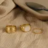 Dreies Stück neuer Ringgoldfaden übertrieben geometrisches Armband Set HZS1881