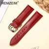 Genuine Leather Watchbands 16mm 18mm 20mm 22mm Watch Accessories Women Pink Red White Wrist Belt Bracelet Straps 240415