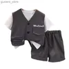 Set di abbigliamento Nuovi vestiti per bambini estivi abiti per bambini Shorts Shorts 3pcs/Sets Casual Costume Casual Outfits Tracksuits per bambini Y240415