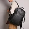 Sac à dos nesitu highend a4 vintage noire vache de vache en cuir authentique 14 '' ordinateur portable mâle sac de voyage masculin sac scolaire m1045