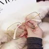 선글라스 한국 스타일의 대형 정사각형 반 푸른 빛 안경 패션 반짝이 금속 프레임 안경 안경 안경 광경