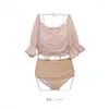 Swimwear Women's Korea's East Gate Inns Style Sexy Girl Pure Désir Small Fragrance Bubble Sleeve Split High Taie Covering Belly