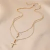 Cross Pendant Women's Women's Double Layer Chocker сплав с высококачественным ожерельем по вере