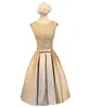 Spets Satin Ball Gown Cocktail Dress Gold Kne Length Party Dresses Nya korta brudtärklänningar Summer8116998