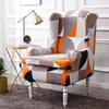 Couvre-chaise 2pcs / ensemble High Stretch Wingback Fashion imprimé Protection complète Coussin de protection Mobilier de chambre à coucher