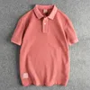 رجال Polos Summer American Retro Retro Solid Solid Polo Shirt Simple Simple Pure Cotton مغسول بأكمام قصيرة من طية صدرية شبابية غير رسمية