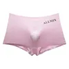 Onderbroek mannen elastische ondergoed ondergoed ijs zijde silk u-convex-briefs met tailleband brief afdrukken doorzichtig voor mid-rise