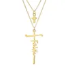 Cross Pendant Women's Women's Double Layer Chocker сплав с высококачественным ожерельем по вере