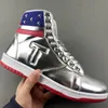 T Trump Sneakers Designer Basketball Nature Shoes The Never Surrender Donald Trump Gold Patent Patent Leather Men Men Sneaker Sport Trendy Outdoor