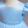 女の子のドレス幼児の女の子の青いビーズチュチュガウン1〜5年女の子の誕生日パーティードレスリトルガール