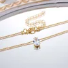 Creative Droplet Crystal with Light Style and Versatile Artificial Resin Simulation Diamond Necklace