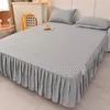 Gallit per letti con letti aderente in cotone a colori solidi 2in1 Protezione della polvere per materasso Copertura moderna per letto king minimalista 240415