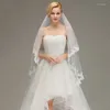 Bridal Veils 1.5 Meters Ivory White Two Layers Soft Tulle Lace Edge Wedding With Comb Accessories Real Picture