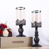 Kerzenhalter Europäische Black Metal Glass Candlestick Hochzeitsfeier Blumenarrangement Ornamente Home Restaurant Tischhalter Dekoration