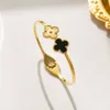 Designer Armband 4/Four Leaf Clover Bangle Open-End Armband Brand Gold Plated Women Jewely Lady Party Nice Love Gifts