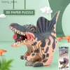 3Dパズル恐竜3Dペーパーパズル子供向けモンテッソーリおもちゃ面白いDIYマニュアルアセンブリ3次元モデルY240415PDCO