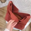 Boodschappentassen groothandel gepersonaliseerde wollen shopper handtas Japanse stijl solide winter draagbare wol casual schoudertas