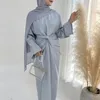 Abbigliamento etnico Eid 2 pezzi sotto abito Abaya con gonna anteriore avvolgente set arabo Nida abiti lunghi per donne musulmane Dubai Islamica