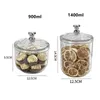 Storage Bottles 900/1400ML Clear Sealed Jar With Bear Handle Airtight Lid For Coffee Tea Leaf Dry Goods Nuts Grain Cereal Seasoning