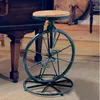 Decorative Figurines Industrial Style Creative Iron Bicycle Bar Chair Stool Solid Wood Surface Lifting High Foot Wheel Round