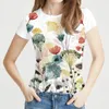 Women's T Shirts 2024 O-Neck T-shirts Fashion Floral Theme Shirt Plants Tees Summer Clothing Basic Woman Tops Print Pullover