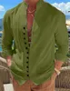 Koszule męskie lniane guziki na guziki w dół koszule vintage bawełniany kołnierz swobodny opaska 3/4 Turek luźne koszulki retro trójwymiarowe 2404152