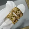 Vintage Charm Designer Gold Kaleidoscope Farring Titanium ze stali nierdzewnej Full Crystal Four Leaf Clover Okrągła pętla Kolczyki dla kobiet Prezent biżuterii