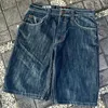 Y2k jeans capris gótico retro cross bordado shorts harajuku hip hop high cister casual shorts escuros masculinos homens 240407