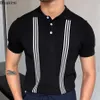 Mens Summer Summer Shore Sleeve Polo قمصان بولو حيلة العمل الرسمية للمنصب الصيف الصيفي على الطراز الفاخر من القمصان القطن النحيفة الذكور 240412