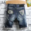 2024 men's shorts, jeans, designer ripped skinny jeans, casual nightclub blue, summer italian style jeans