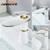 Смесители раковины для ванной комнаты легкие роскошные творческие латунные белые с золотым водопадом Смеситель для мытья базина и холодным бассейном для мытья рук gly-5150