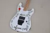 Guitar 6 Strings White Electric Guitar with Special Pattern Tremolo Bar Maple Fretboard Can be Customized