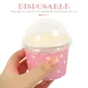 Wegwerpbekers rietjes 50 pc's bekercontainers deksels papier jelly mousse ijs houder huisdessert pudding transparant