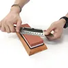 3in1 Professional Sharpening stones Knife sharpener Double-side Whetstone Grinder stone Watster stone Bamboo base Angle guide 240415