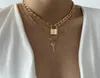 Luxury Designer Halsband Ingemark Multi Layer Lover Lock Pendant Choker Halsband Steampunk Heart Chain Collier Par Jew6196250