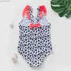 One-pièce 2-10y Toddler bébé Girls Swimwwear Leopard Print Girls Swimsuit One Piece Children Swimwear Kid Bikini Bathing Fissure Y240412Y2404172X9M