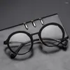 Solglasögon ramar vintage acetatlegering glasögon ram män runt receptbelagda optiska glasögon kvinnor designer myopia glasögon