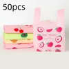 Storage Bags 50pcs Cute Fruit Plastic Bag Carry Out Retail Supermarket Grocery Shopping With Handle Food Packaging