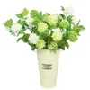 Decorative Flowers 5 Snow Balls Green Hydrangea Branches Leaves Silk Artificial Used For Wedding And Home Decoration