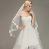 Bridal Veils 1.5 Meters Ivory White Two Layers Soft Tulle Lace Edge Wedding With Comb Accessories Real Picture