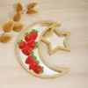 Tallrikar Eid Tray Wood Snack Plate With Moon Star Design för Kurban Bairam Table Centerpiece Servering Fruits Cakes Candies NutS